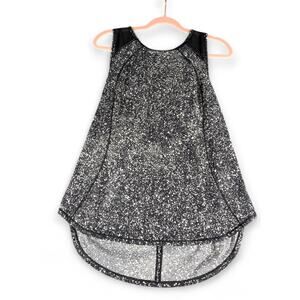 Lululemon Black White Speckled Tank Top Sleeveless Mesh Back High Low Athletic